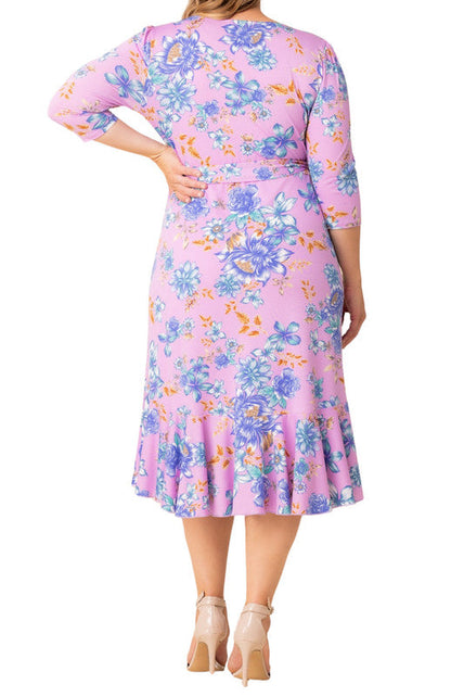 Dressbarn Featured | Purple Flirty Flounce Wrap Dress - Plus