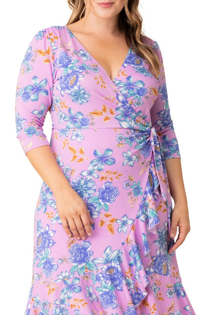 Dressbarn Featured | Purple Flirty Flounce Wrap Dress - Plus