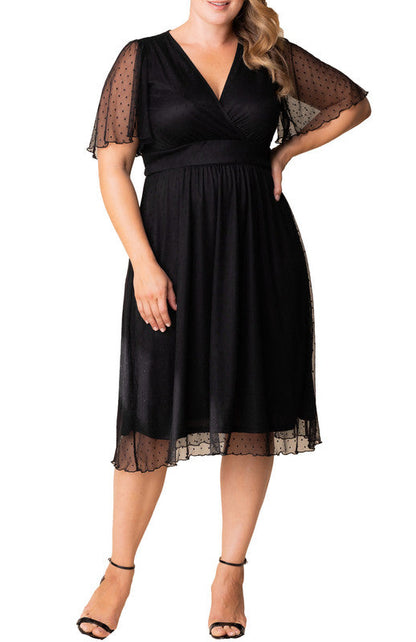 Dressbarn Best Seller | Margot Mesh Cocktail Dress, Black  - Plus