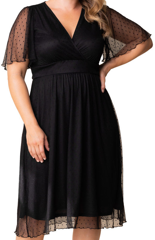 Dressbarn Best Seller | Margot Mesh Cocktail Dress, Black  - Plus