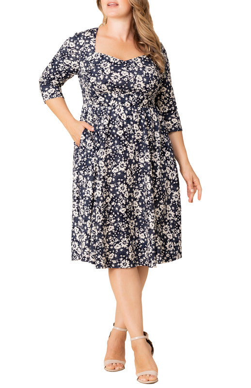 Dressbarn Featured | Aegean Blue Florals Royal Sweetheart Cocktail Dress - Plus