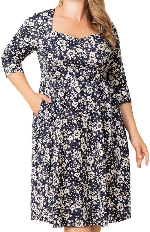 Dressbarn Featured | Aegean Blue Florals Royal Sweetheart Cocktail Dress - Plus