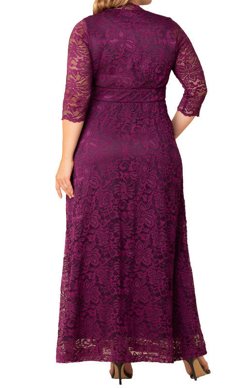 Dressbarn Premium | Berry Bliss Maria Lace Evening Gown - Plus