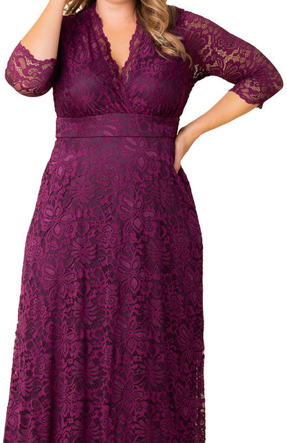 Dressbarn Premium | Berry Bliss Maria Lace Evening Gown - Plus