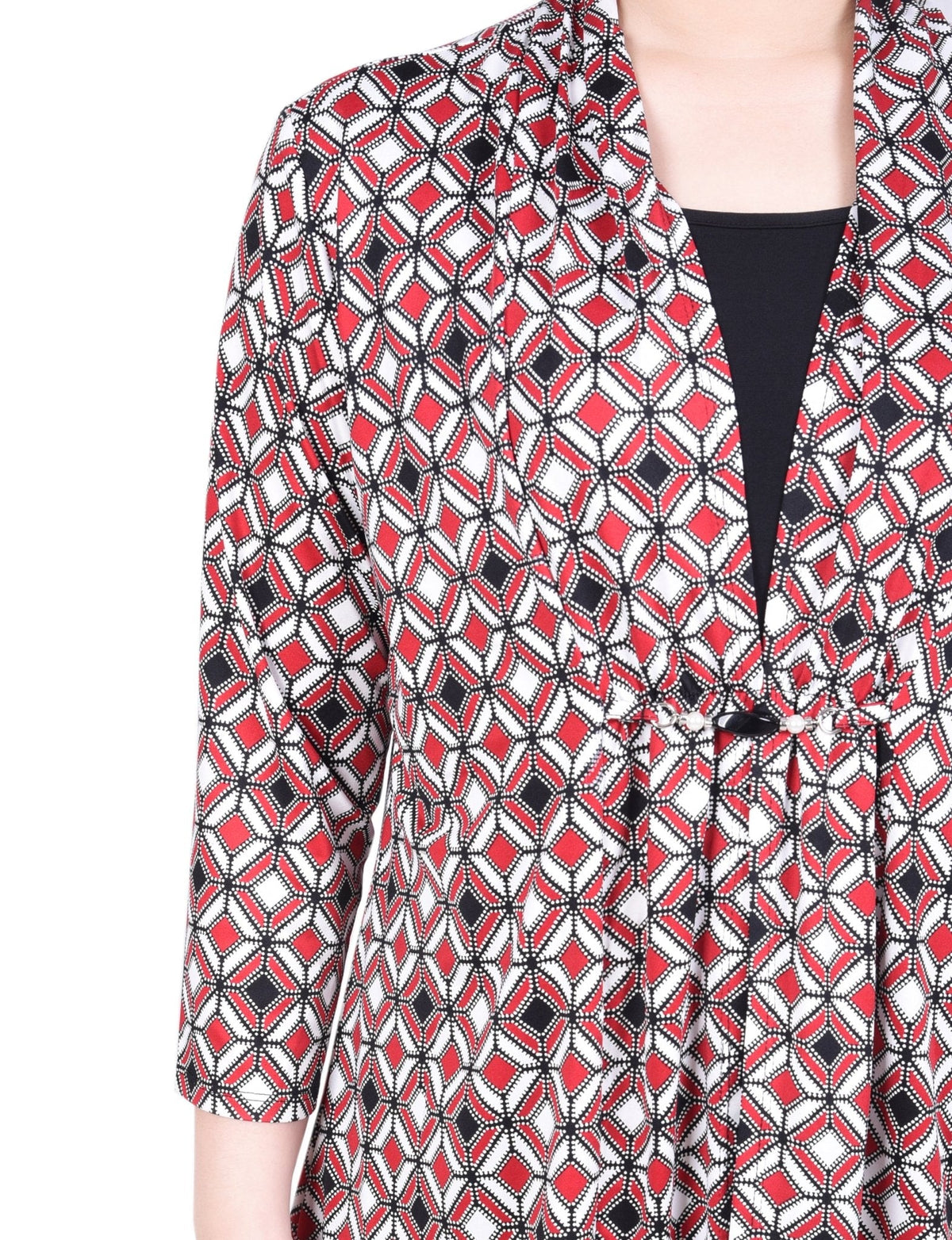 Dressbarn Premium | Puff Print 3/4 Sleeve Two-Fer Top - Petite