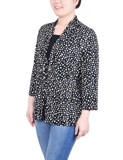 Dressbarn Premium | Puff Print 3/4 Sleeve Two-Fer Top - Petite