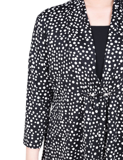 Dressbarn Premium | Puff Print 3/4 Sleeve Two-Fer Top - Petite