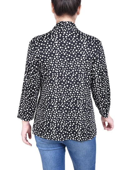 Dressbarn Premium | Puff Print 3/4 Sleeve Two-Fer Top - Petite