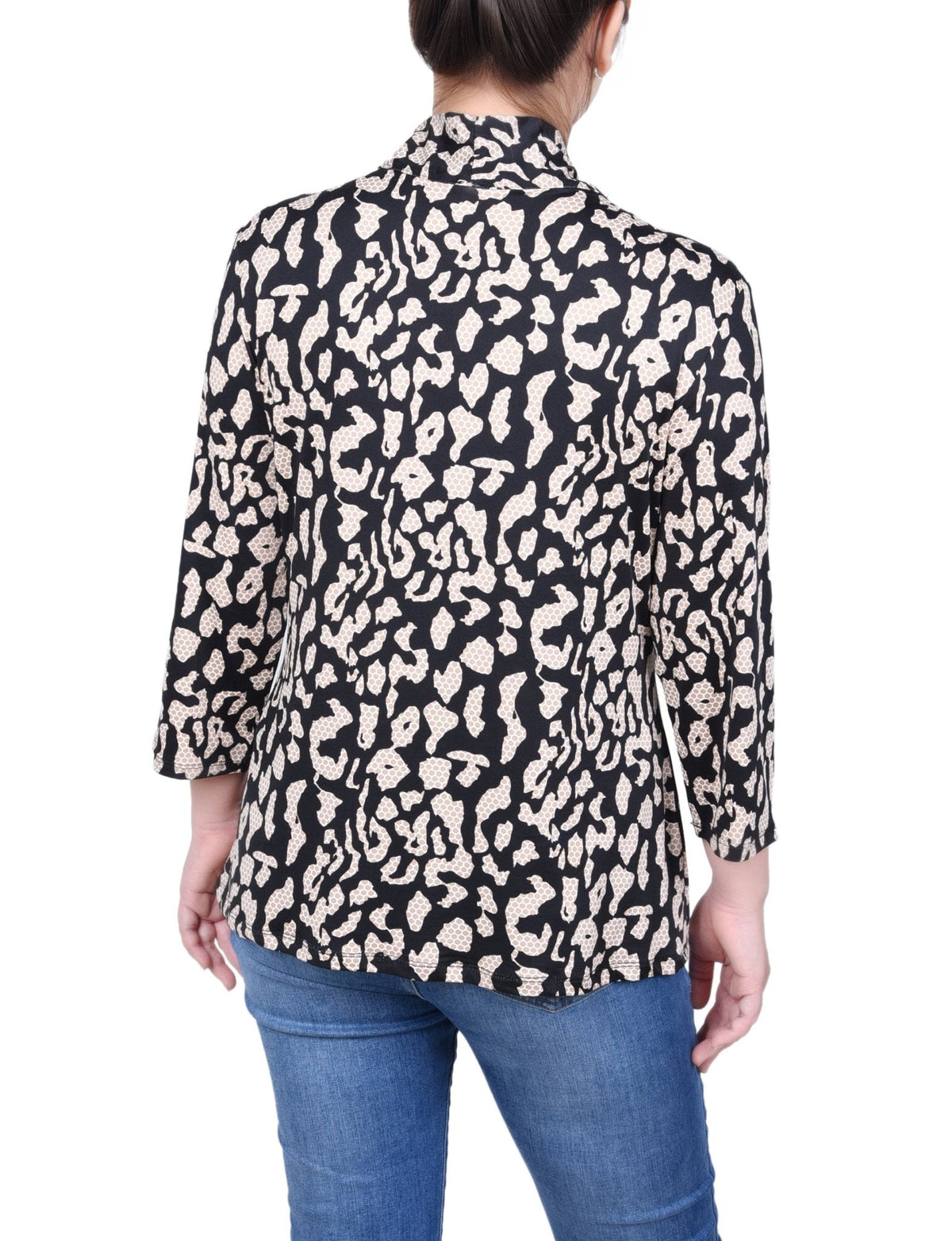 Dressbarn Premium | Puff Print 3/4 Sleeve Two-Fer Top - Petite