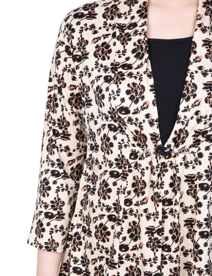 Dressbarn Premium | Puff Print 3/4 Sleeve Two-Fer Top - Petite
