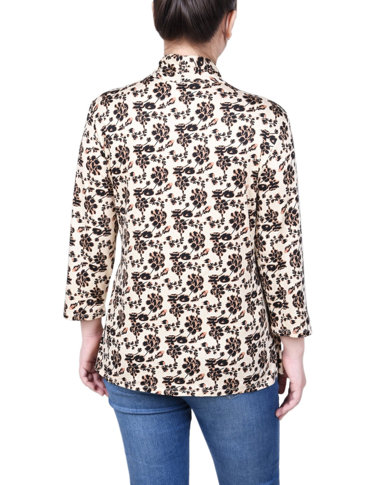 Dressbarn Premium | Puff Print 3/4 Sleeve Two-Fer Top - Petite