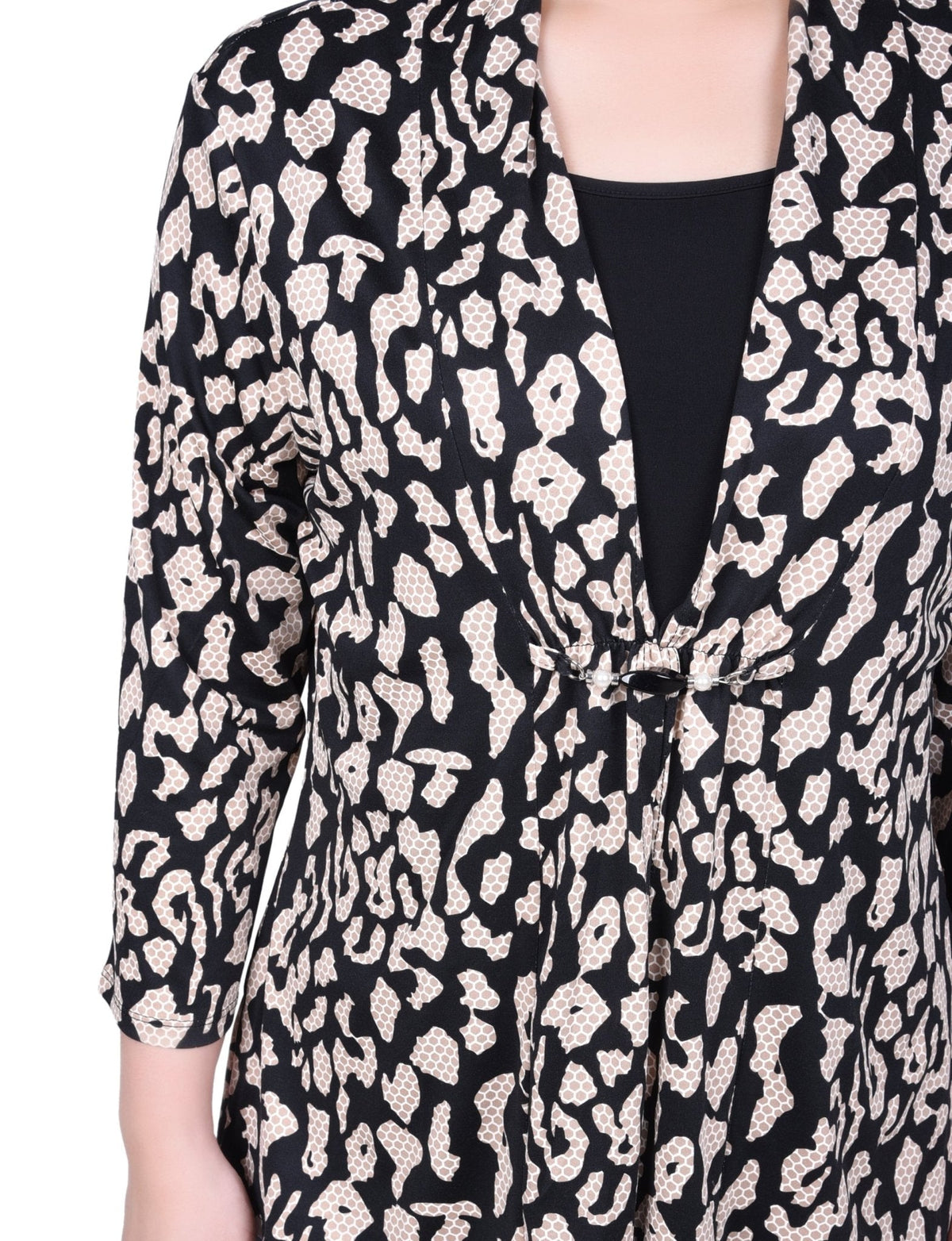 Dressbarn Premium | Puff Print 3/4 Sleeve Two-Fer Top - Petite