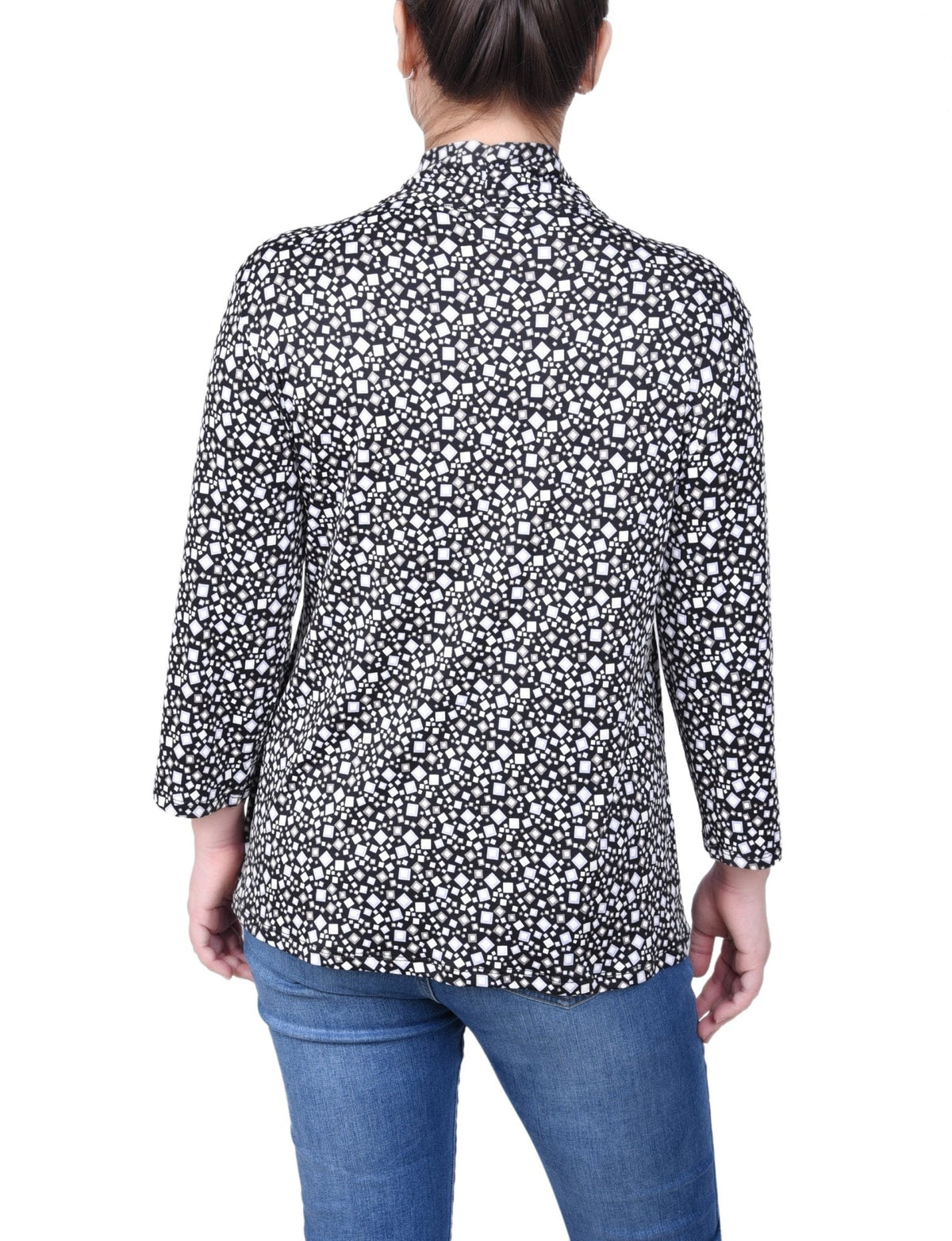 Dressbarn Premium | Puff Print 3/4 Sleeve Two-Fer Top - Petite