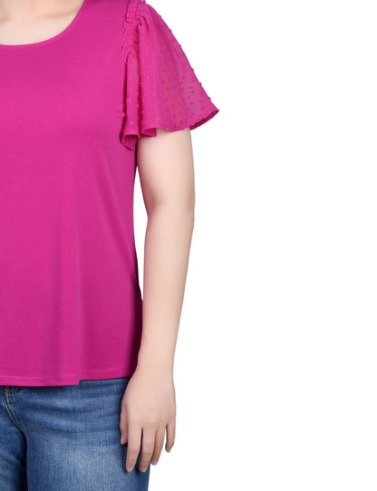 Dressbarn Premium | Clip Dot Flutter Sleeve Top - Petite