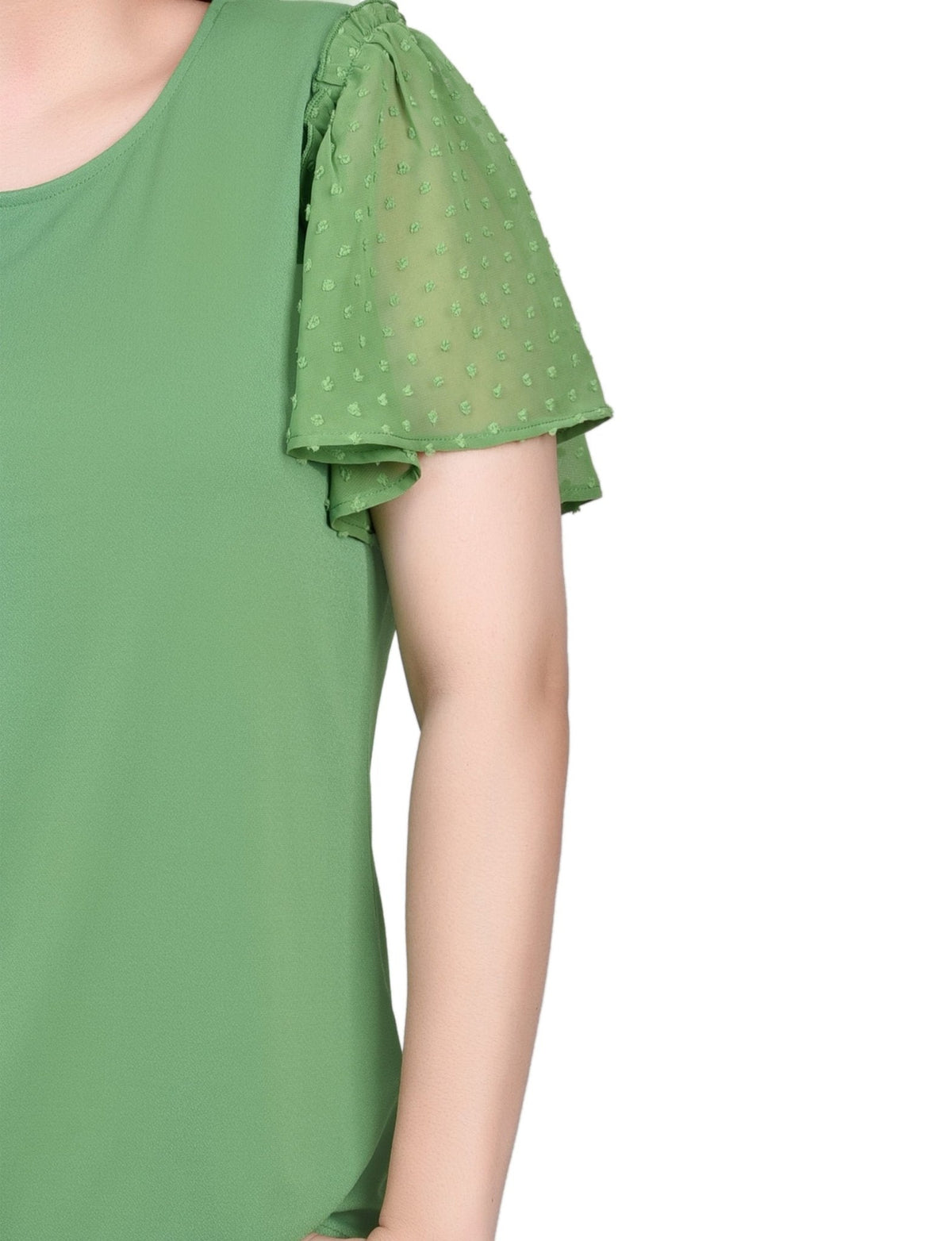 Dressbarn Premium | Clip Dot Flutter Sleeve Top - Petite