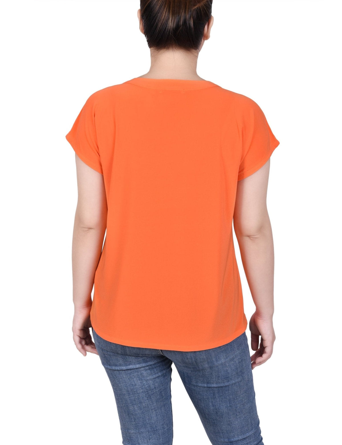 Dressbarn Featured | Short Extended-Sleeve Grommet Neck Knit Top - Petite