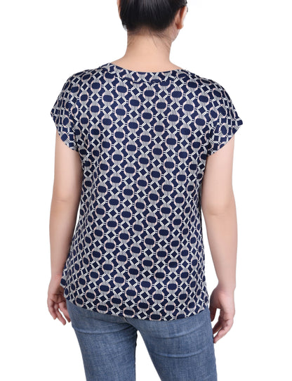 Dressbarn Featured | Short Extended-Sleeve Grommet Neck Knit Top - Petite