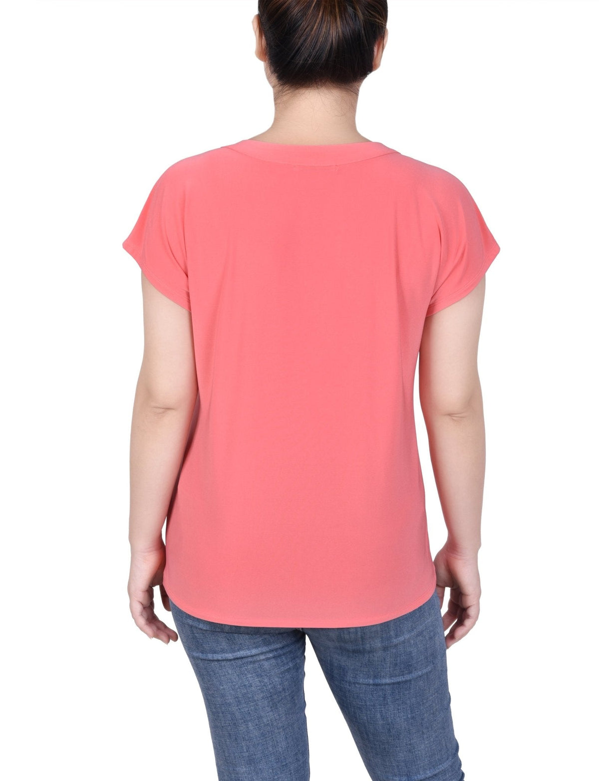 Dressbarn Featured | Short Extended-Sleeve Grommet Neck Knit Top - Petite