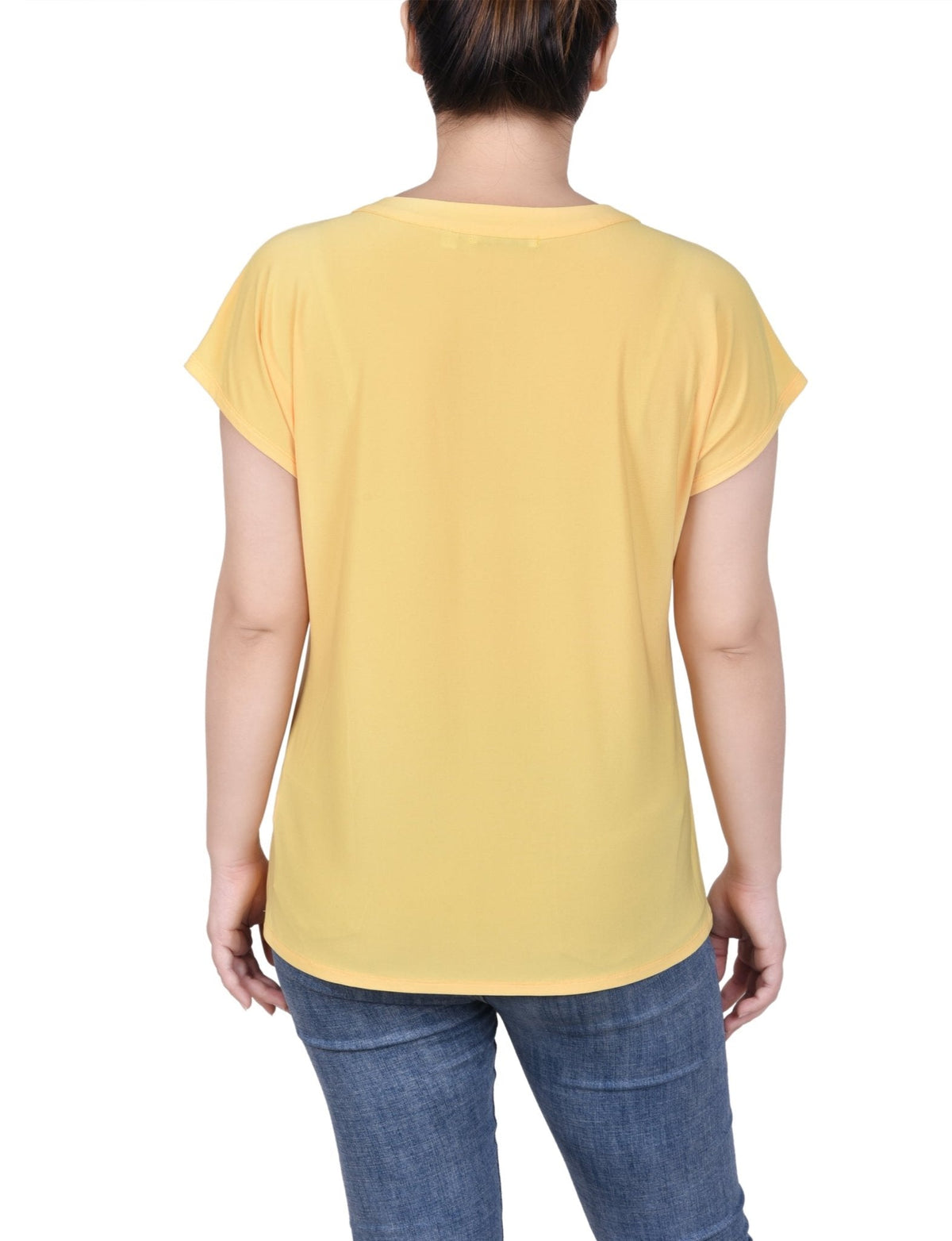 Dressbarn Featured | Short Extended-Sleeve Grommet Neck Knit Top - Petite