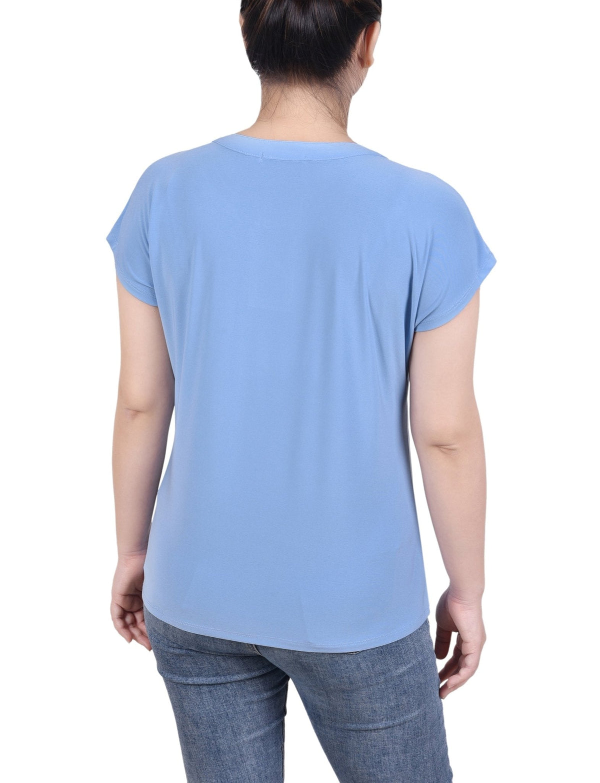 Dressbarn Featured | Short Extended-Sleeve Grommet Neck Knit Top - Petite