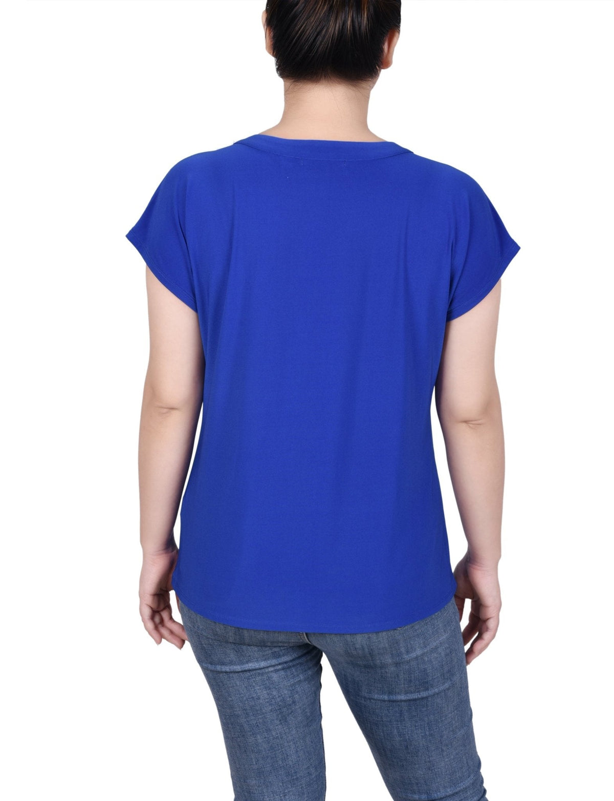 Dressbarn Featured | Short Extended-Sleeve Grommet Neck Knit Top - Petite