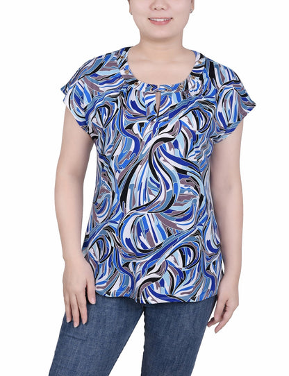 Dressbarn Featured | Short Extended-Sleeve Grommet Neck Knit Top - Petite