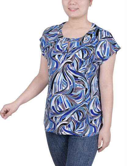 Dressbarn Featured | Short Extended-Sleeve Grommet Neck Knit Top - Petite