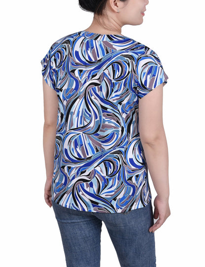 Dressbarn Featured | Short Extended-Sleeve Grommet Neck Knit Top - Petite