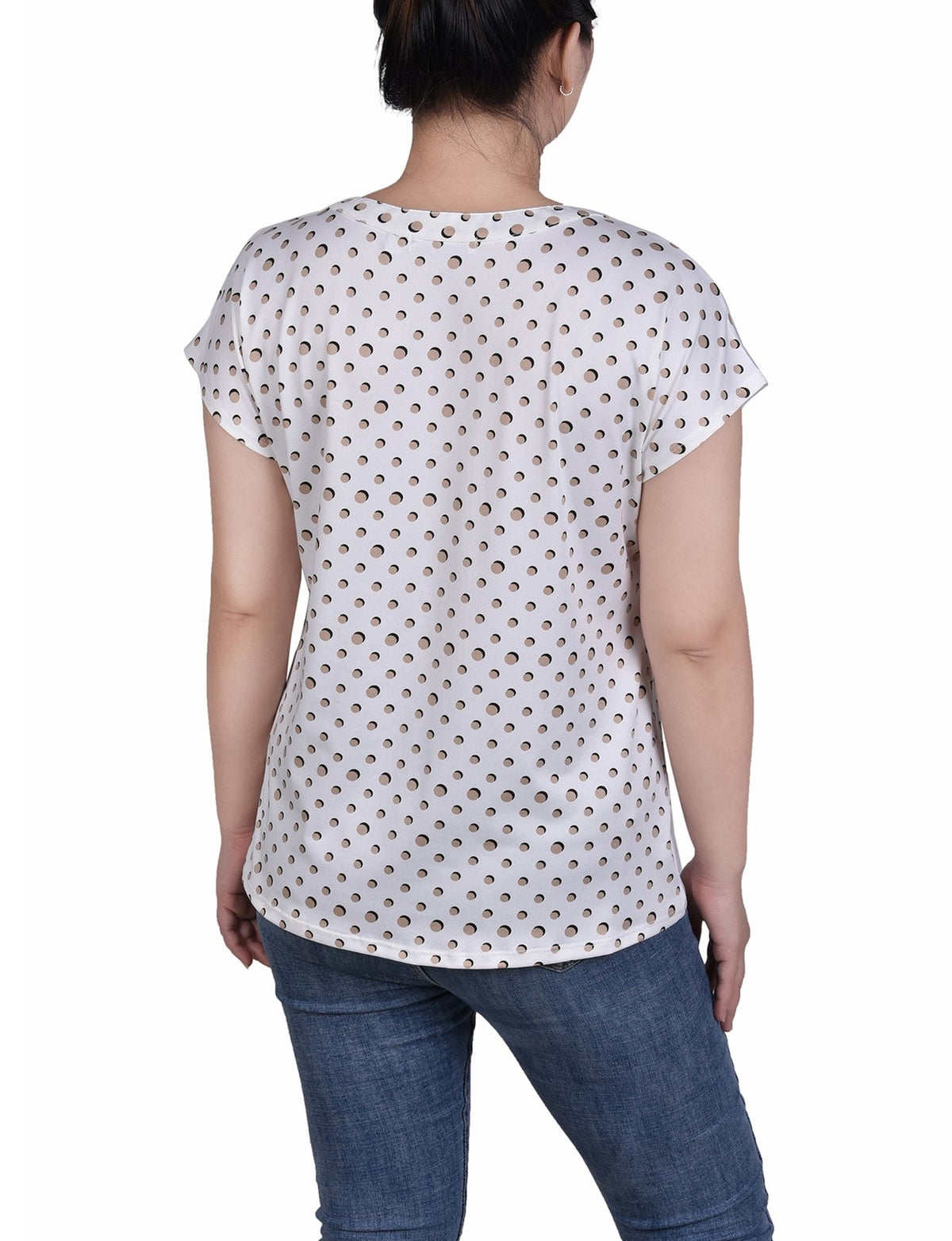 Dressbarn Featured | Short Extended-Sleeve Grommet Neck Knit Top - Petite