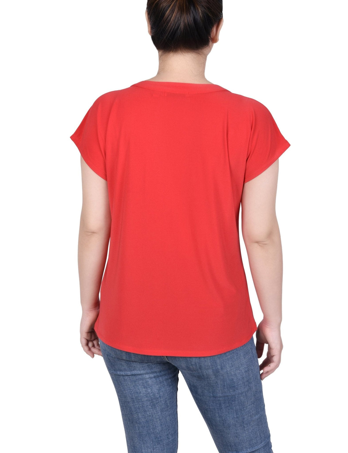 Dressbarn Featured | Short Extended-Sleeve Grommet Neck Knit Top - Petite