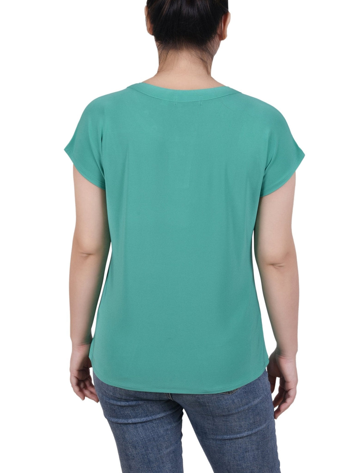 Dressbarn Featured | Short Extended-Sleeve Grommet Neck Knit Top - Petite