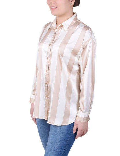 Dressbarn Popular | 3/4 Length Sleeve Roll Tab Satin Blouse - Petite