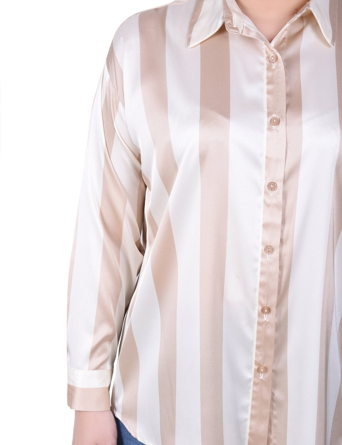 Dressbarn Popular | 3/4 Length Sleeve Roll Tab Satin Blouse - Petite