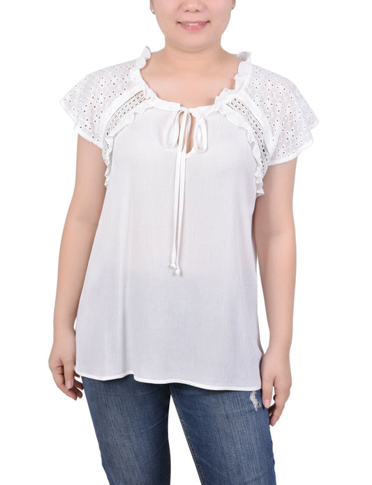 Dressbarn Trending | Eyelet Sleeve Blouse - Petite