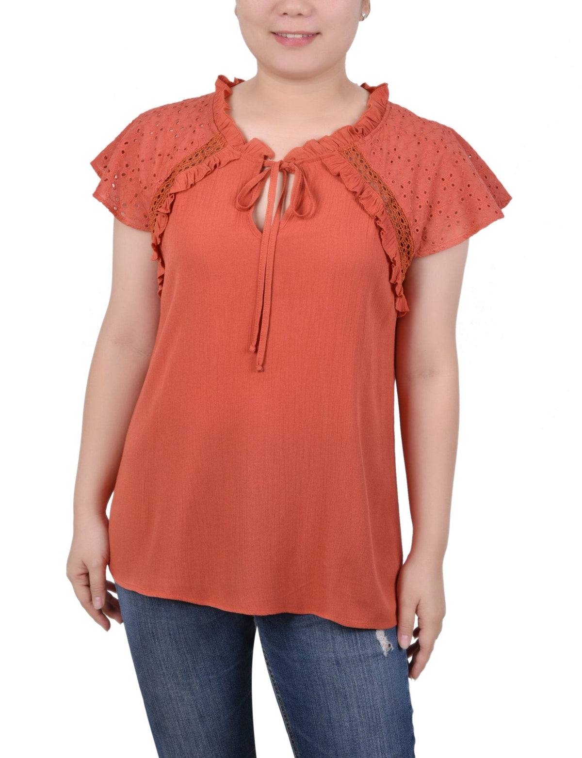 Dressbarn Trending | Eyelet Sleeve Blouse - Petite