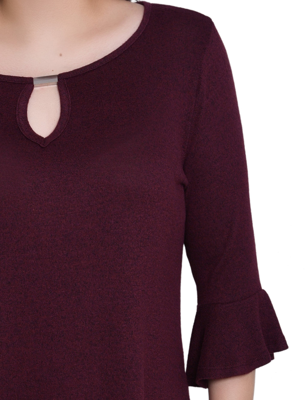Dressbarn Premium | NY Collection Petite 3/4 Bell Sleeve Top With Hardware
