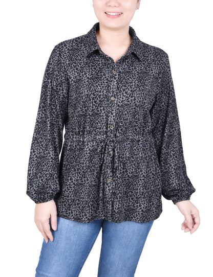 Dressbarn Featured | Long Dolman Sleeve Drawstring-Waist Tunic Top - Petite