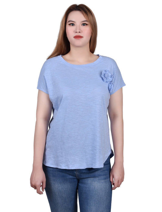 Dressbarn Popular | Short Sleeve Slub Knit Top - Petite