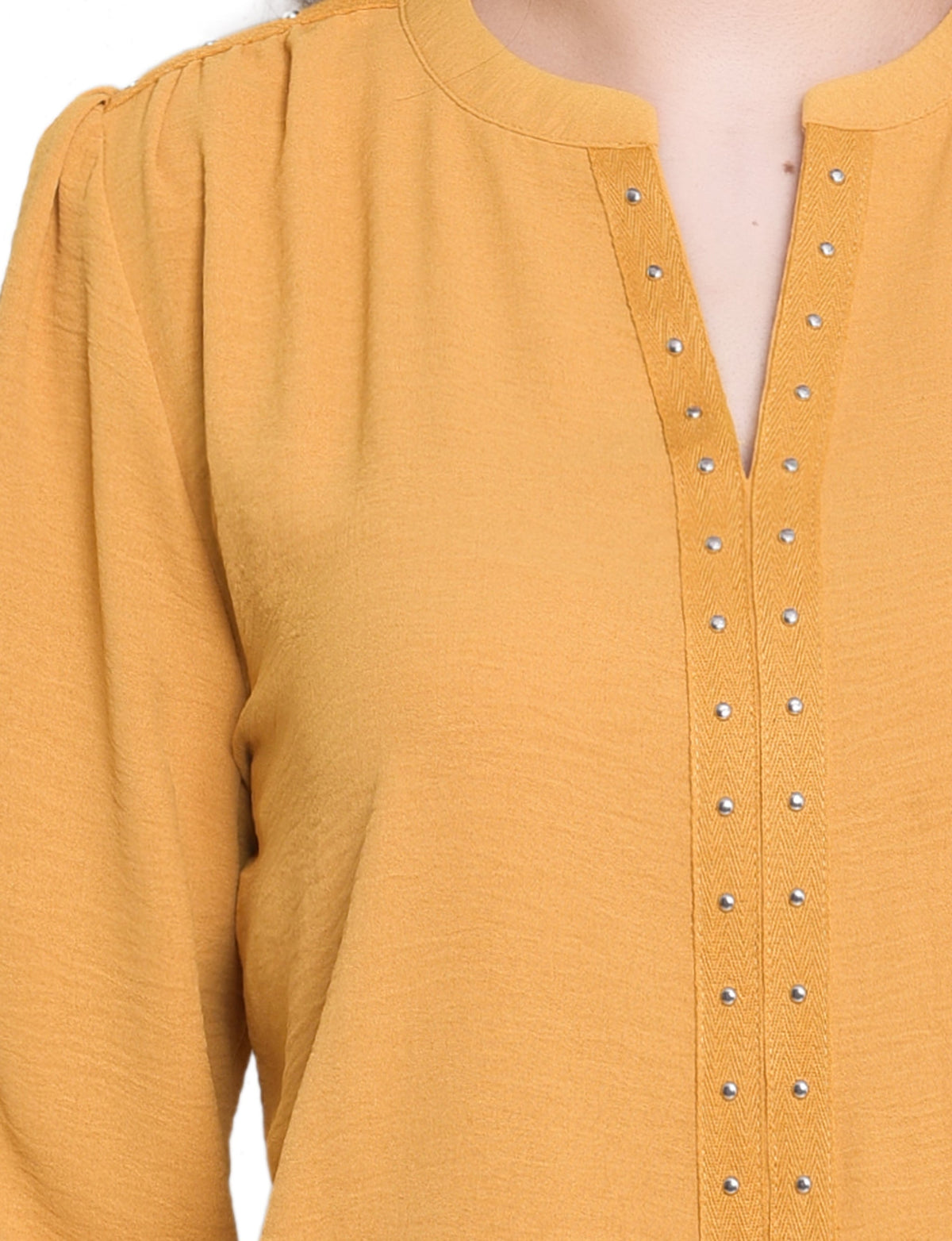 Dressbarn Premium | NY Collection Petite Long Sleeve Studded Blouse