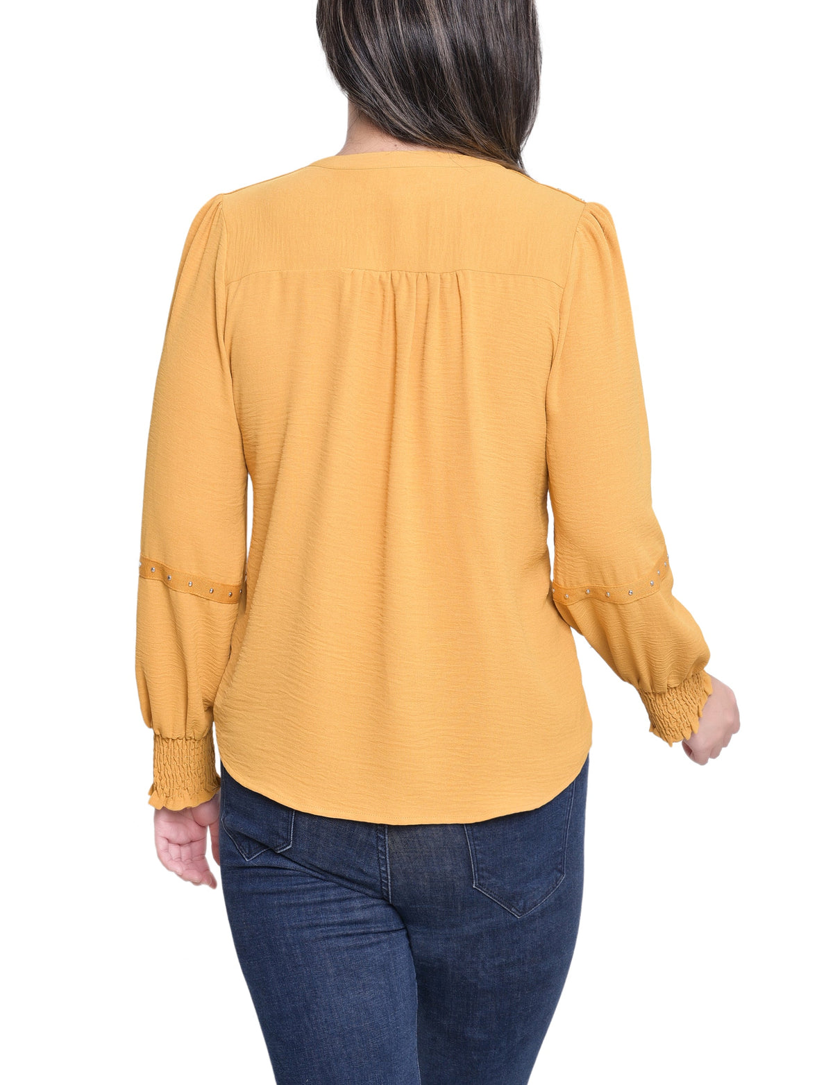 Dressbarn Premium | NY Collection Petite Long Sleeve Studded Blouse