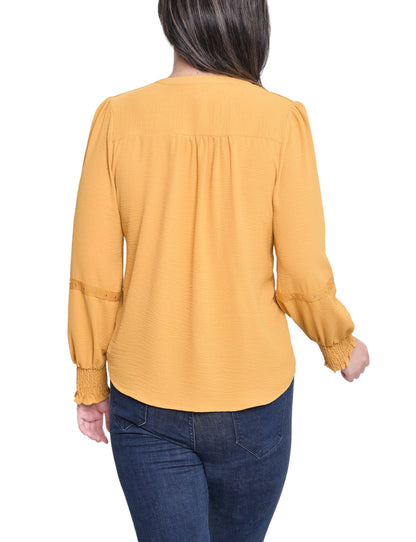Dressbarn Premium | NY Collection Petite Long Sleeve Studded Blouse