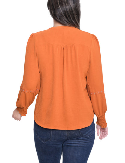 Dressbarn Premium | NY Collection Petite Long Sleeve Studded Blouse