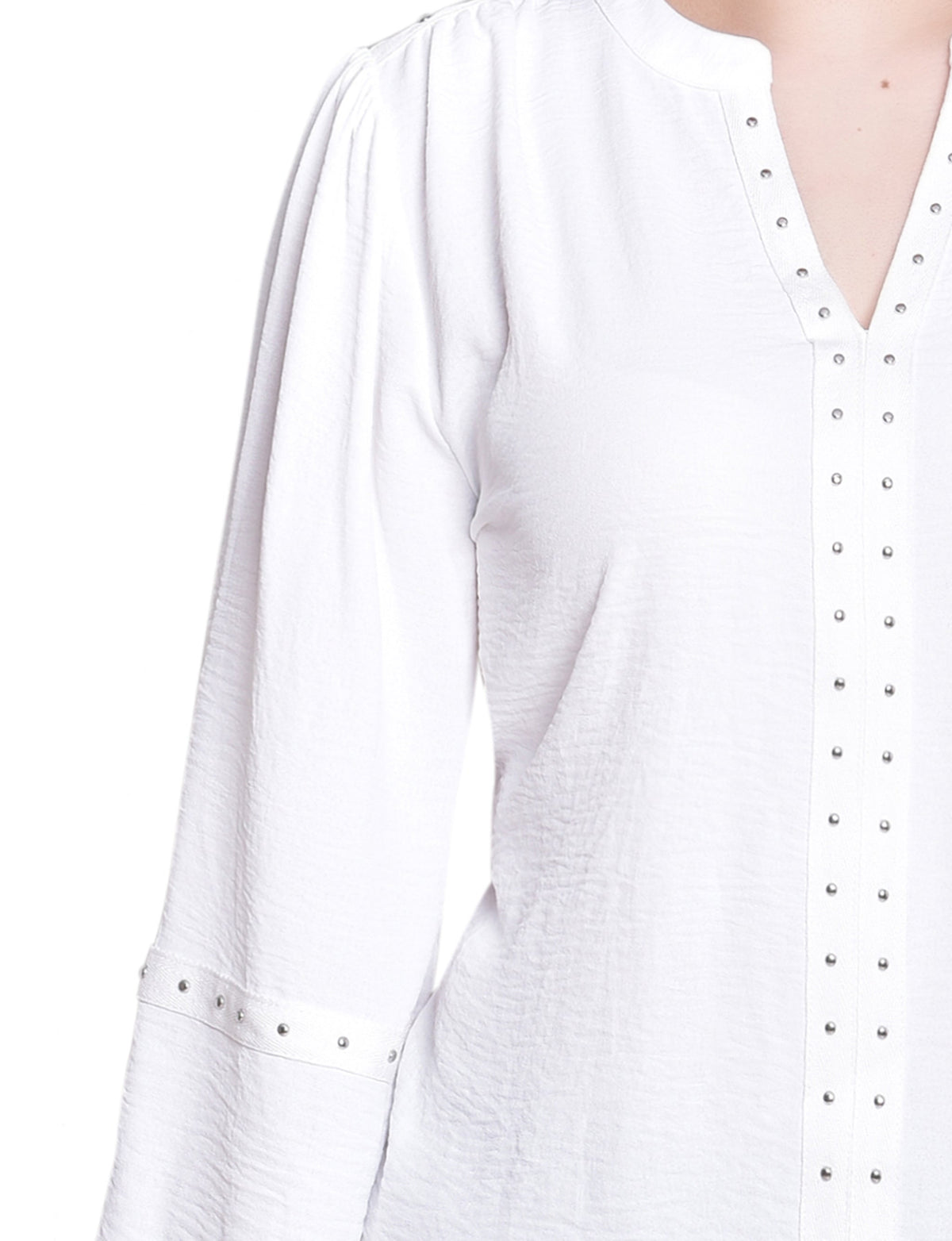 Dressbarn Premium | NY Collection Petite Long Sleeve Studded Blouse