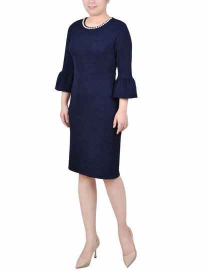 Dressbarn Trending | 3/4 Length Pearl Detail Dress - Petite