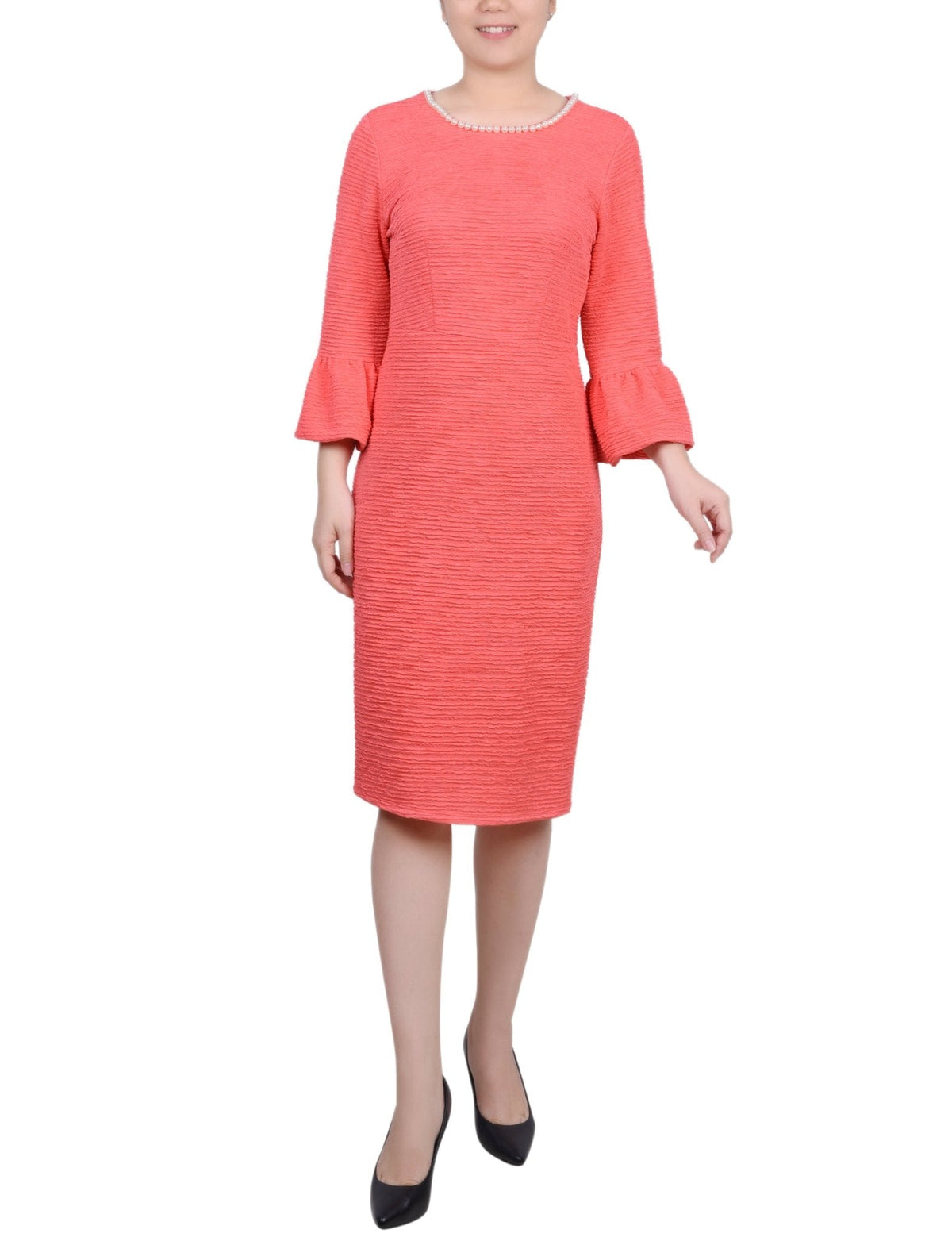 Dressbarn Trending | 3/4 Length Pearl Detail Dress - Petite