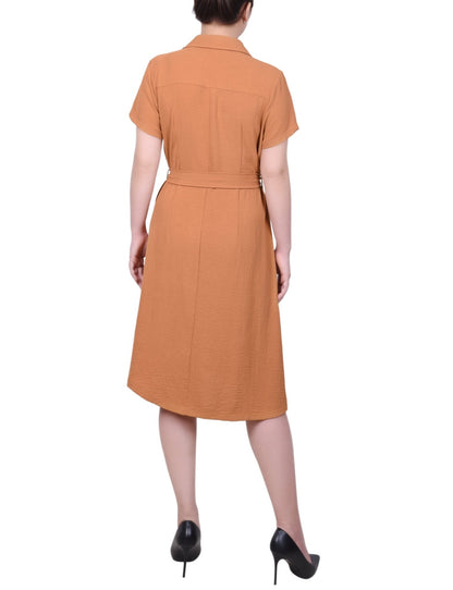 Dressbarn Best Seller | Short Sleeve Belted Shirtdress - Petite