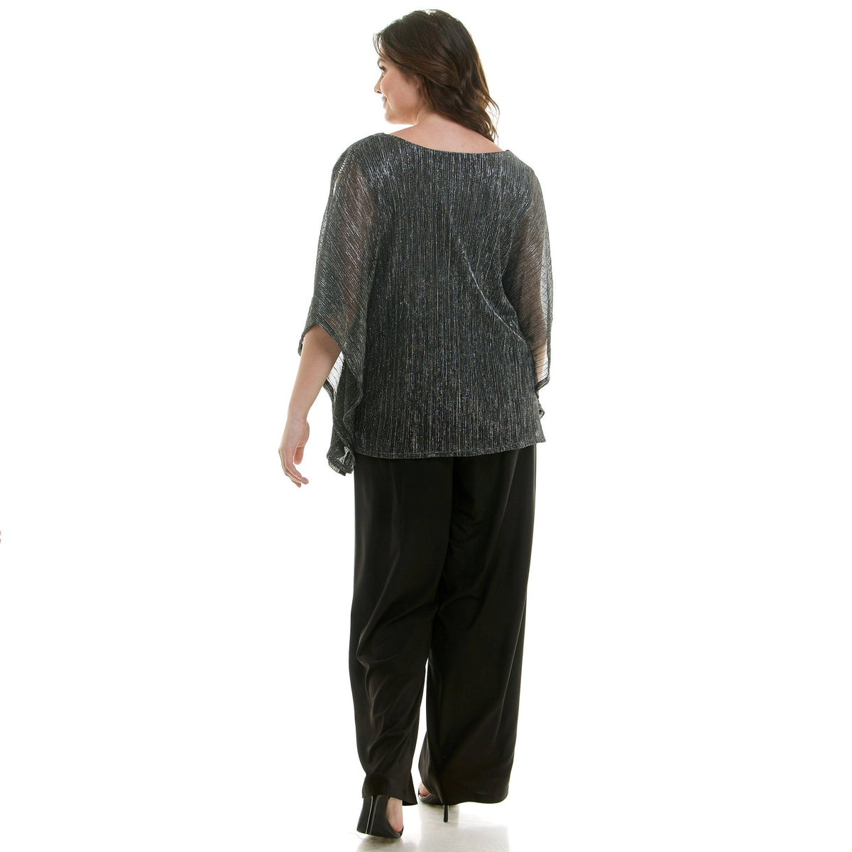 Dressbarn Popular | Novelty Trim Cold Shoulder Poncho Pant Set - Plus