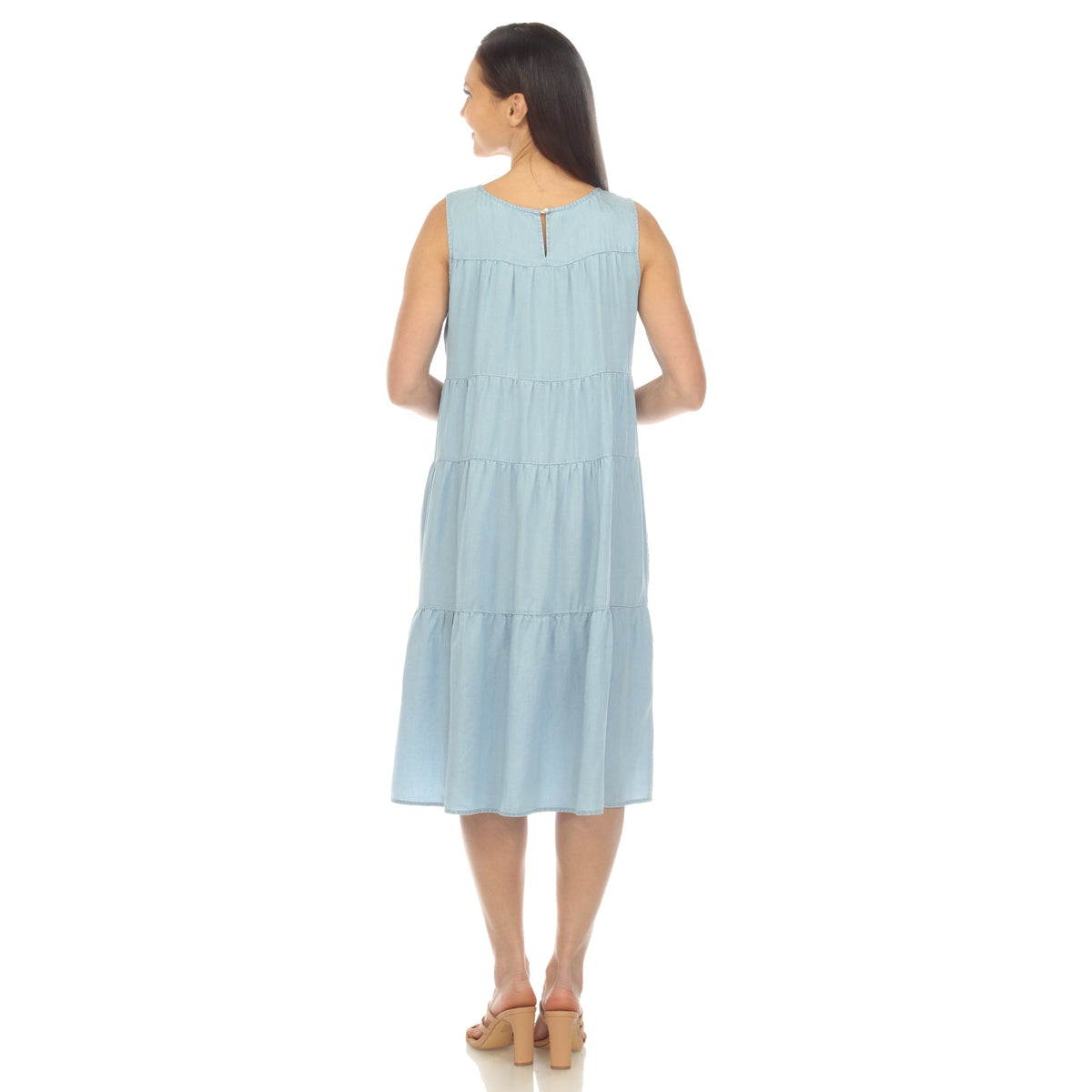 Dressbarn Premium | Women's Sleeveless Tiered Chambray Midi Dress