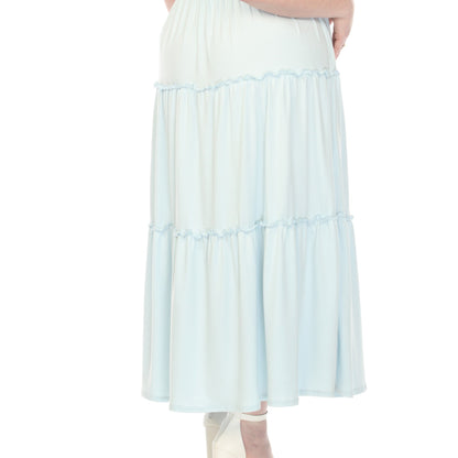 Dressbarn Featured | Women's  Square Neck Short Sleeve Tiered Dress - Dusty Blue - Plus