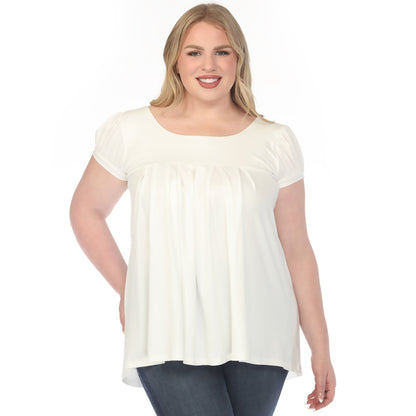 Dressbarn Best Seller | Women's  Cap Sleeve Pleated Top - Off White - Plus